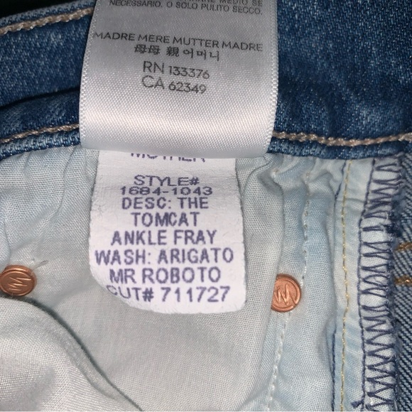 Mother The Tomcat Ankle Fray in Arigato Mr. Roboto Women’s Size 24 Medium Wash - Picture 9 of 14